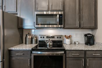 Fully equipped kitchen with stainless steel appliances